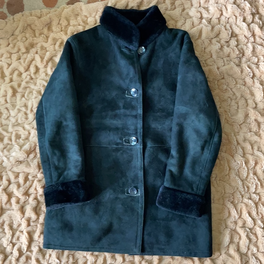 Genuine shearling barn coat.